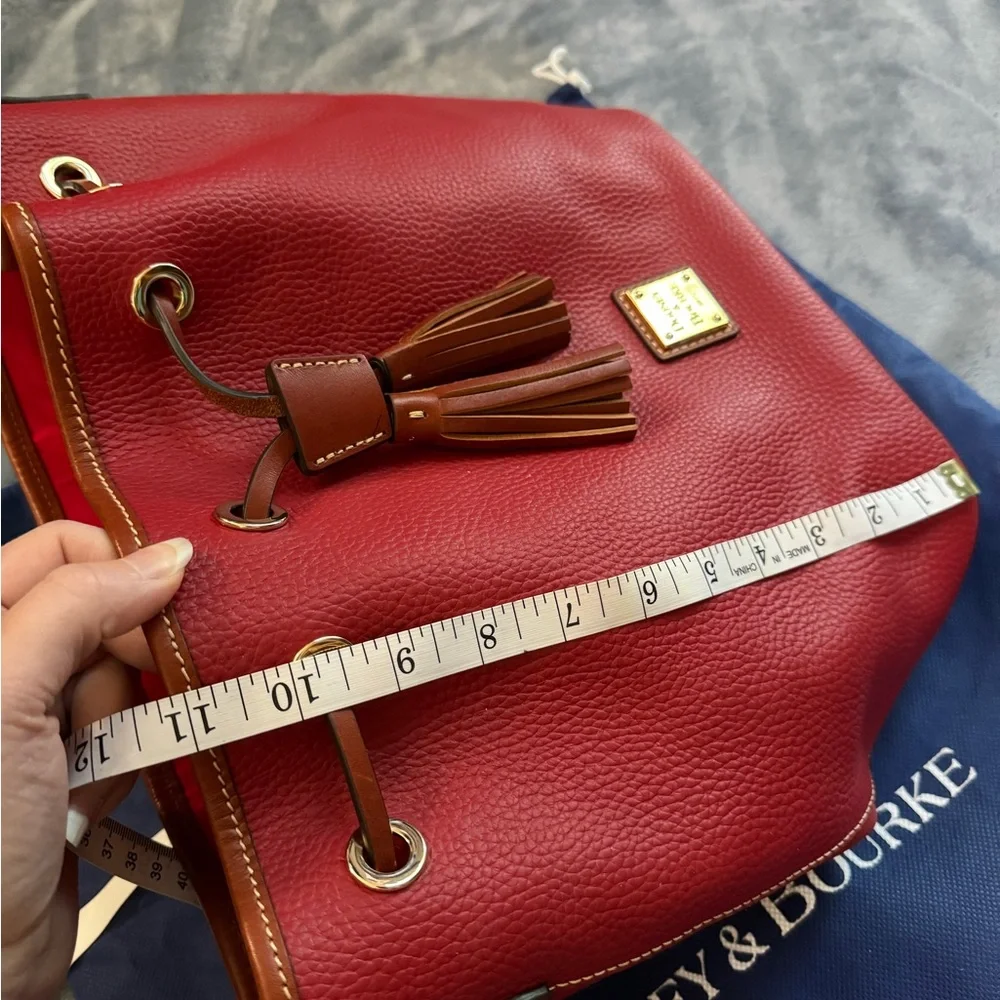 NWOT Dooney & Bourke Red Pebble Grain Leather Bucket Bag - Picture 11 of 15